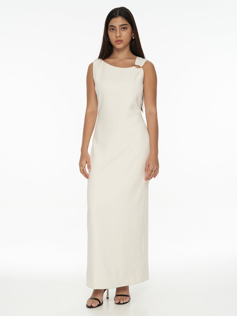 DRESSINGPAULA | Asymmetric Crepe Maxi Dress
