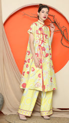 KANZI COLLECTION | Yellow Oriental Floral Cheongsam Pant Set
