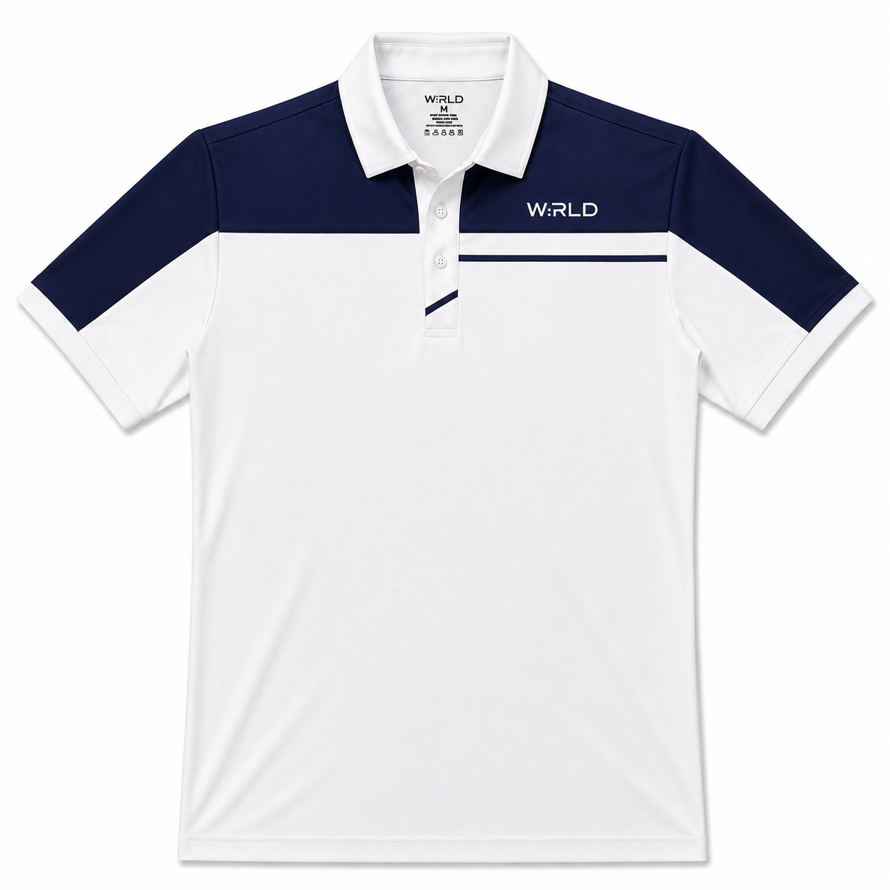 WRLD | Colour Block Polo Tee | Navy