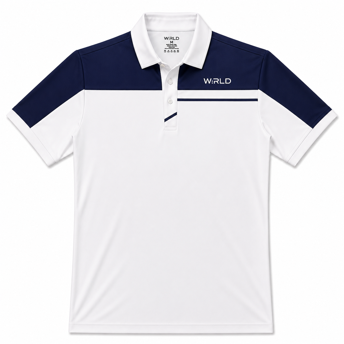 WRLD | Colour Block Polo Tee | Navy