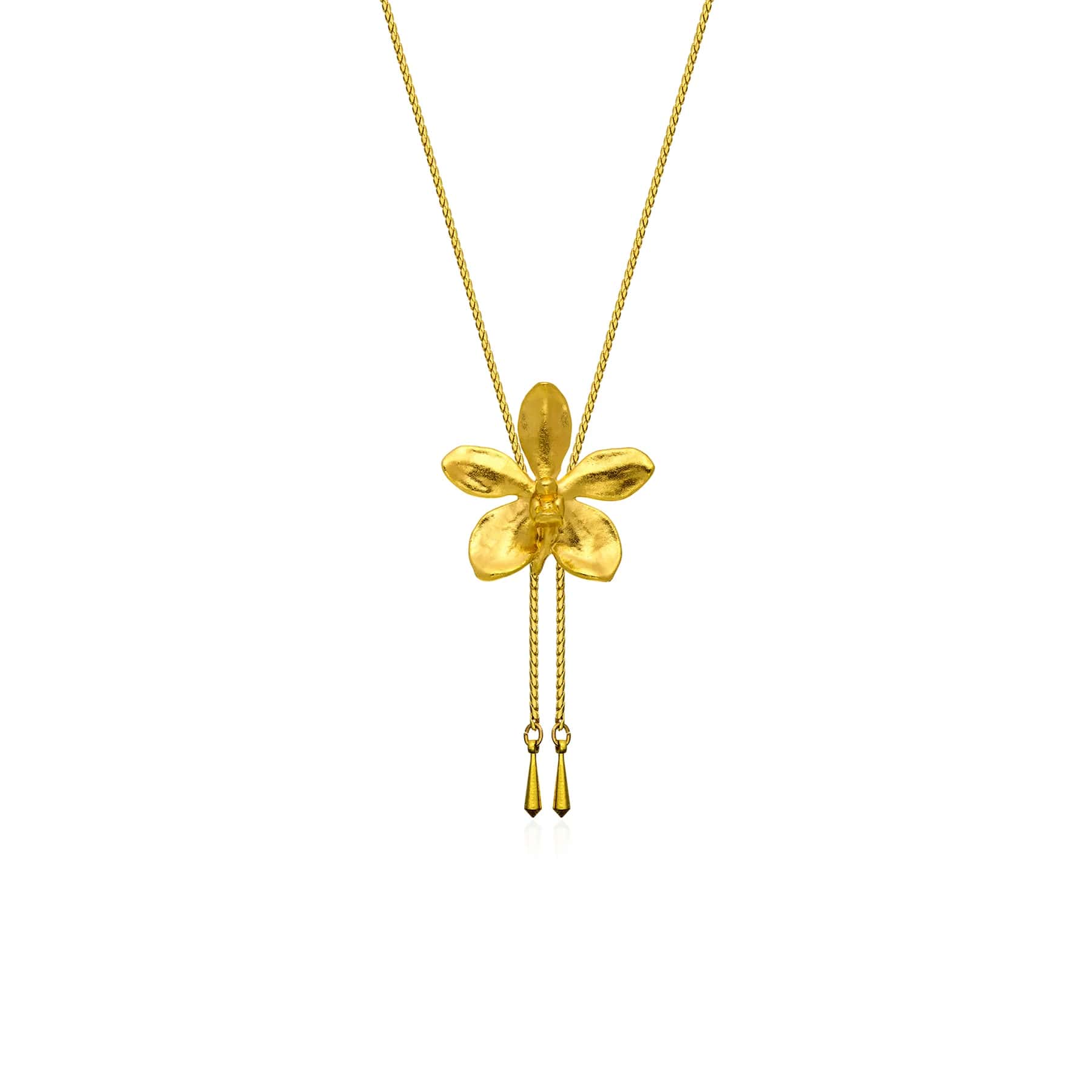 RISIS | Aeridovanda Vieng Ping Orchid Long Slider Necklace in Gold
