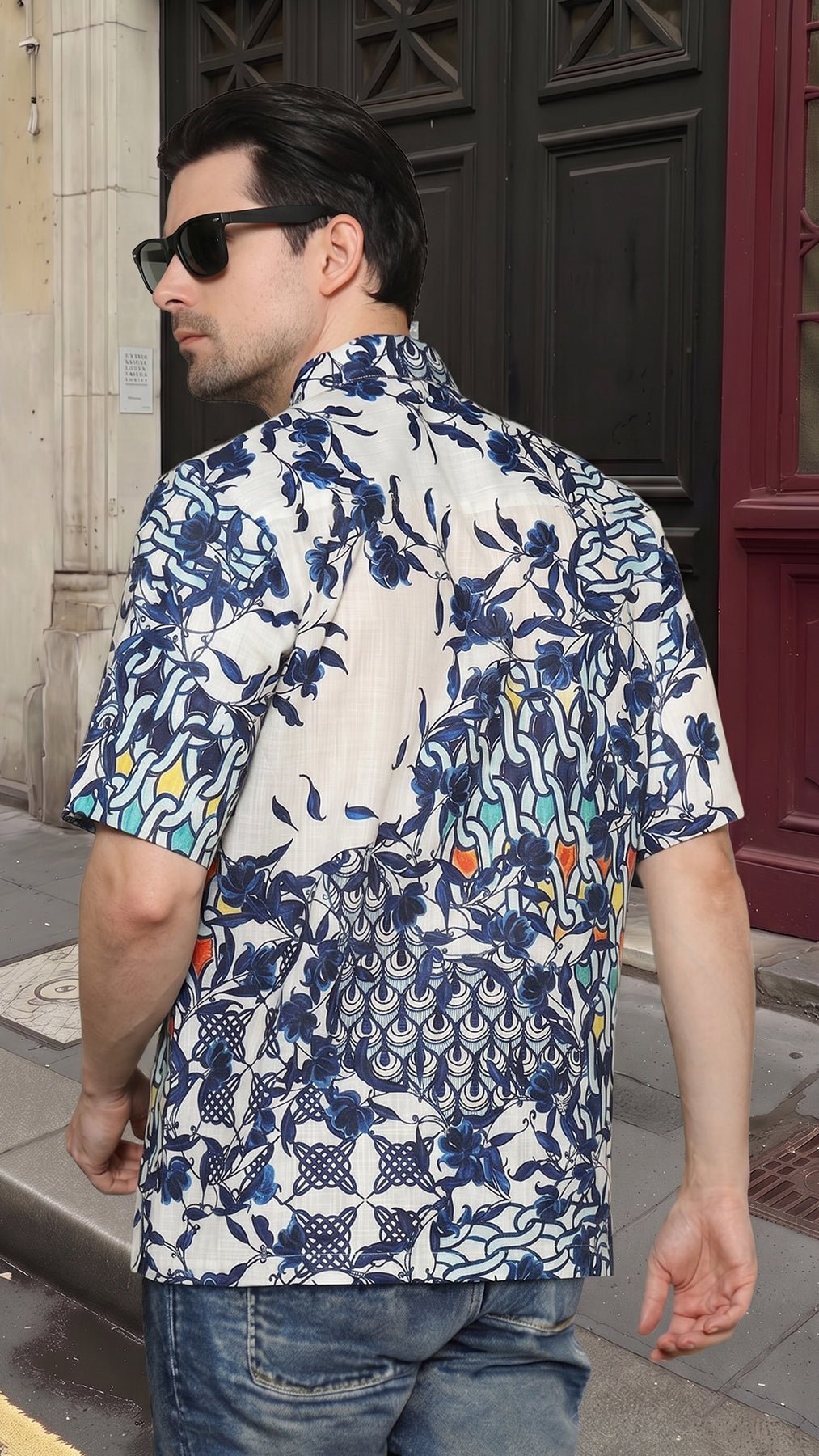 KANZI COLLECTION | Indigo Art-Print Shirt