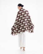 QUEENMARK | AN Patola Ikat Print Brown Blue Dots