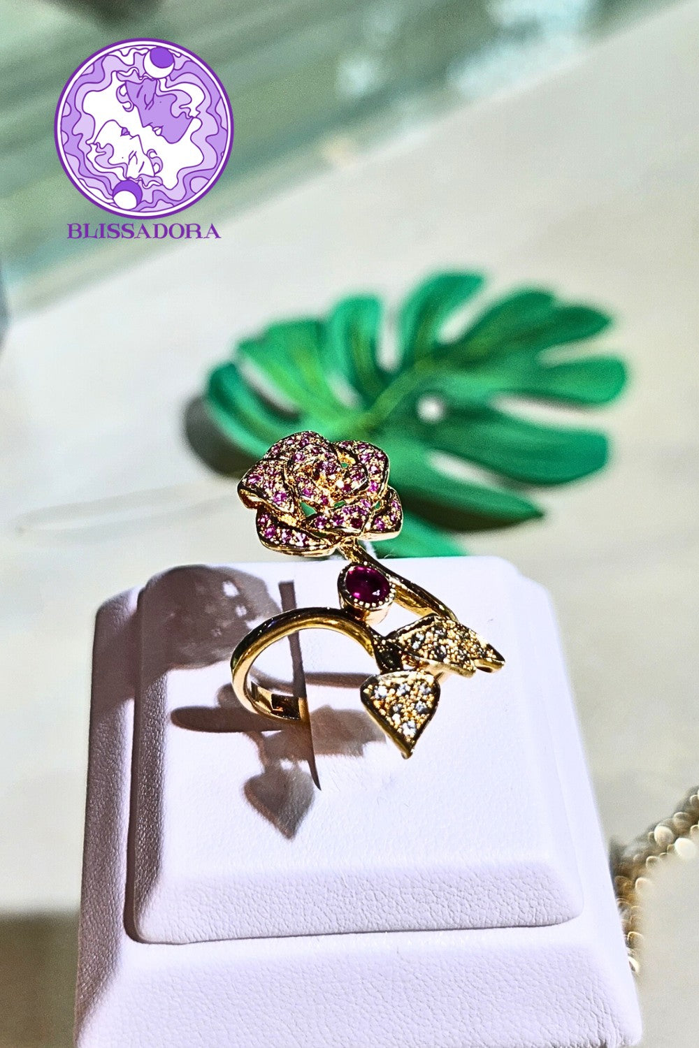 CREATIVE JEWELLERY STUDIO | Ruby, Pink & Light Blue Sapphire, Gold Plated Silver Ring by Blissadora