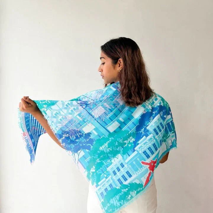 BINARY STYLE | A City In A Garden 115cm x 115cm Square Cotton Scarf