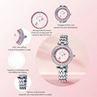 BLACK BY BLUE BRAVE | Butterfly Lovers 34mm Pink Dial Moving Butterfly Hands Silver Bracelet Watch