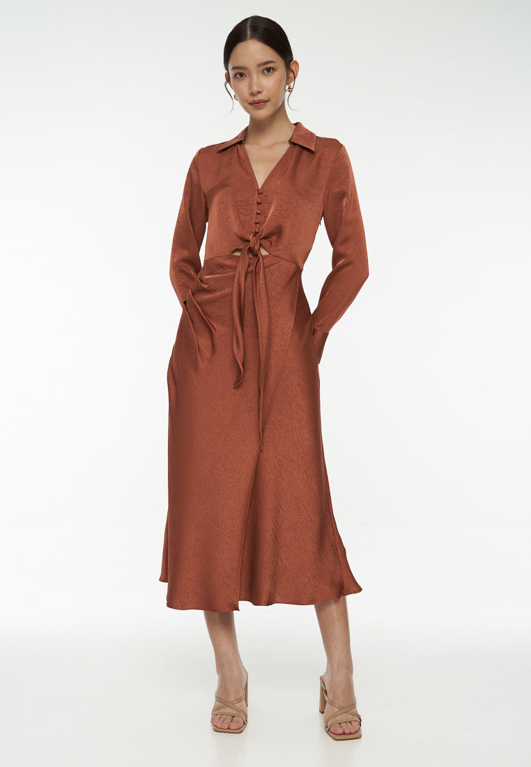 DRESSINGPAULA | Front Tie Satin Dress