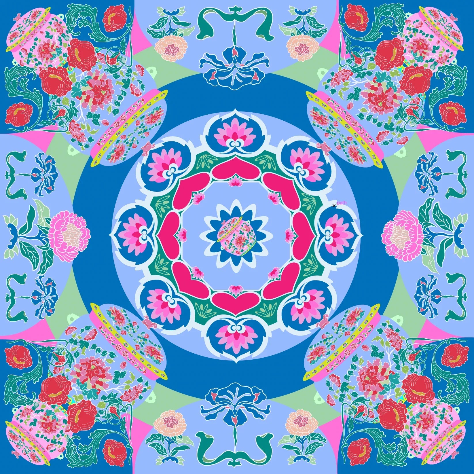 BINARY STYLE | Peranakan Bricollage Premium Silk Scarf
