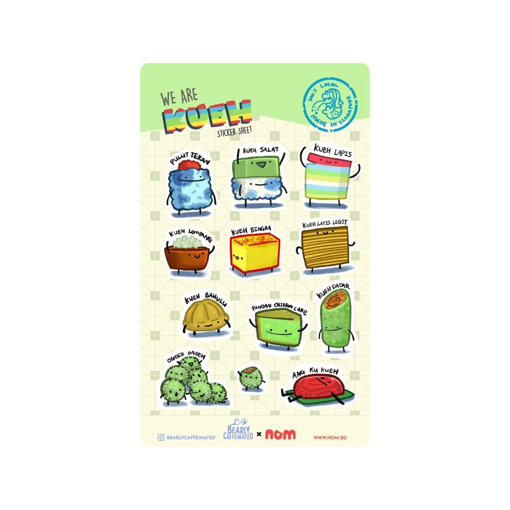 NOM | NOM x BearlyCaffeinated Breakfast Set And Kueh Sticker Sheet