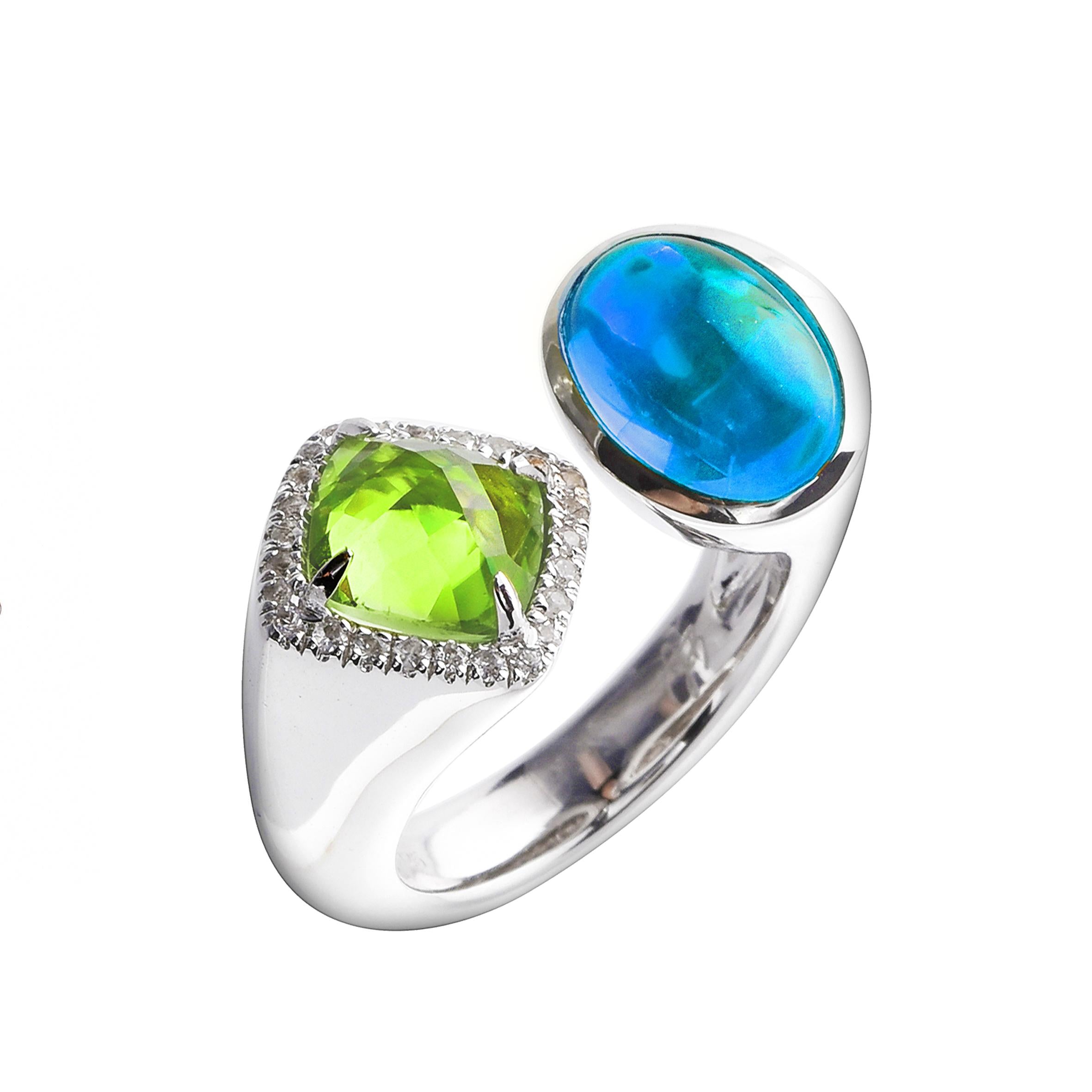 THE JEWEL BOX | Sugar Pop Peridot & Blue Topaz Ring