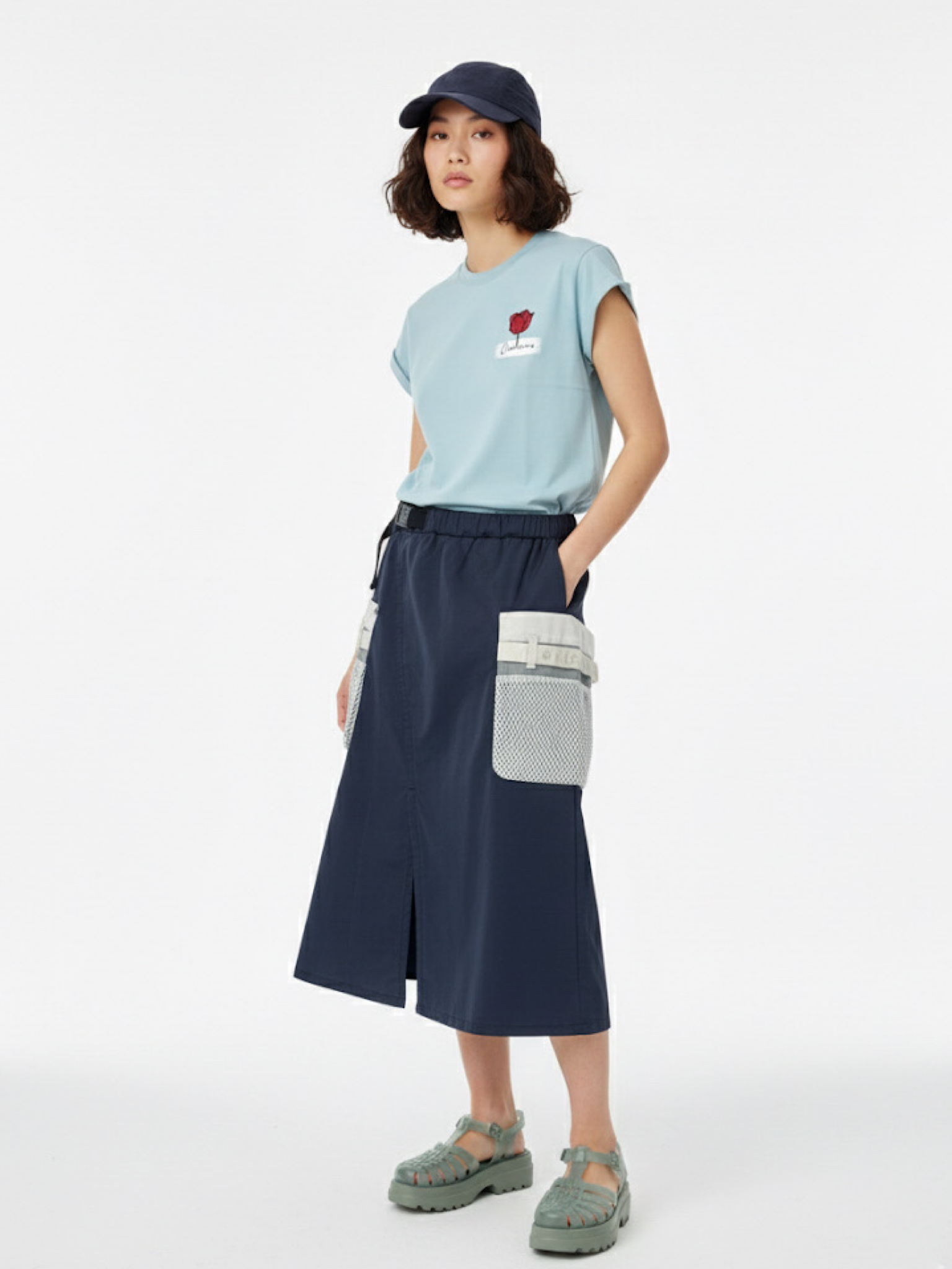 SPARROW GREEN | Camille Midi Utility Skirt