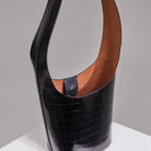 WU HAUS | Vessel Black Crocodile Cow Embossed Bucket Bag