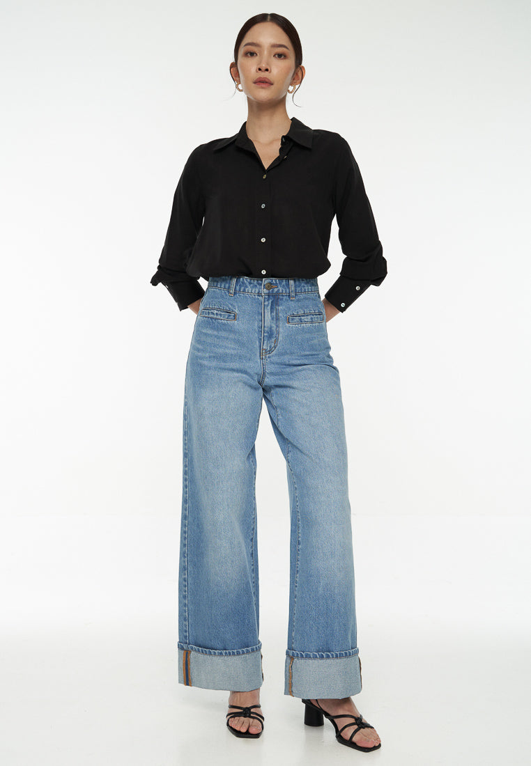 DRESSINGPAULA | High Rise Cuffed Jeans