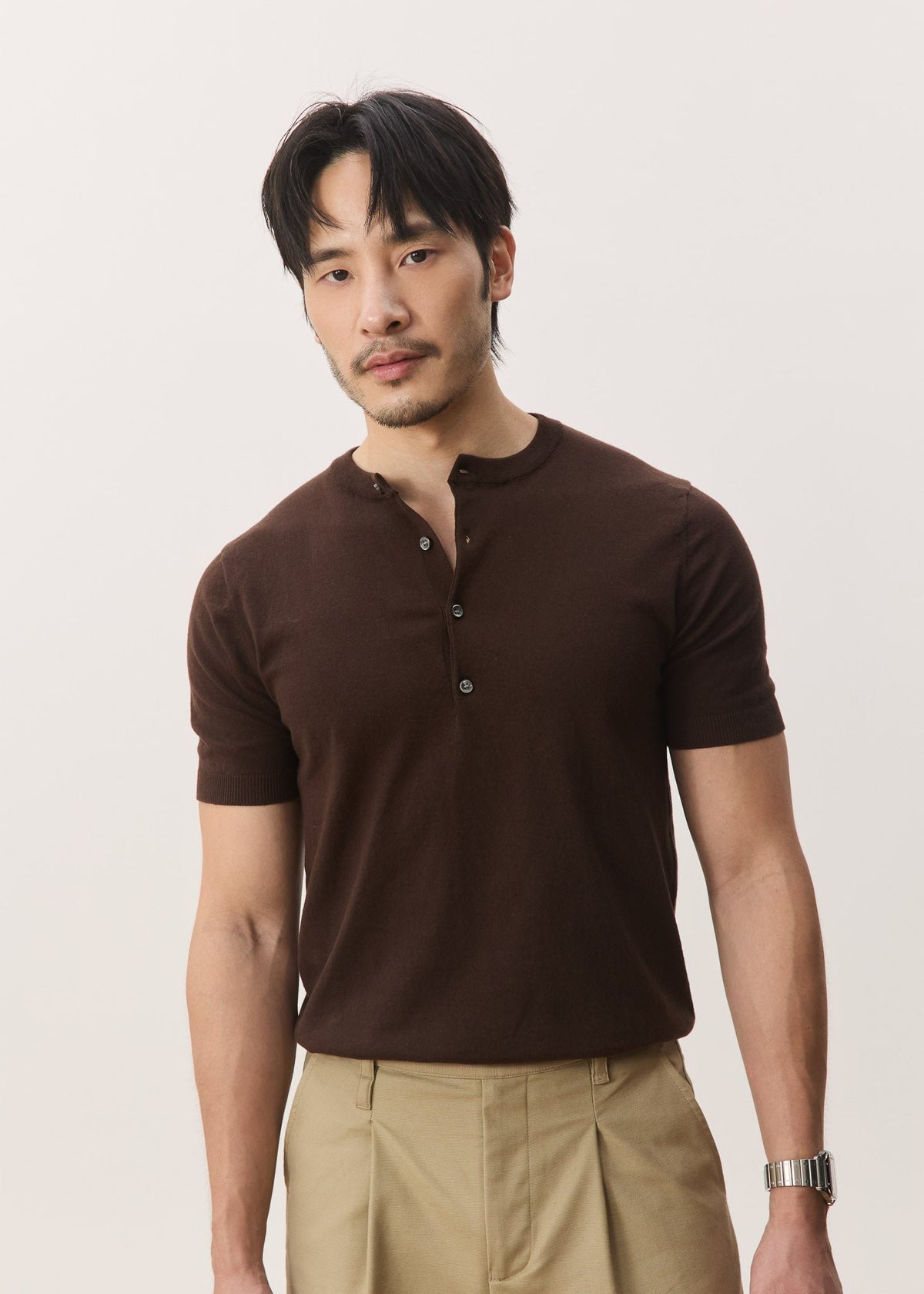 HOUSE OF HOUSE OF ANON PTE. LTD. | Sven Henley Knit Short Sleeve Top