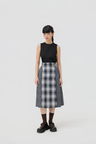 3EIGHTH | Ginrin Skirt In Black Tartan Double Gauze