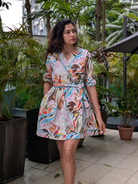 NIMBU | Havana White Unicorn Wrap Dress In Cotton