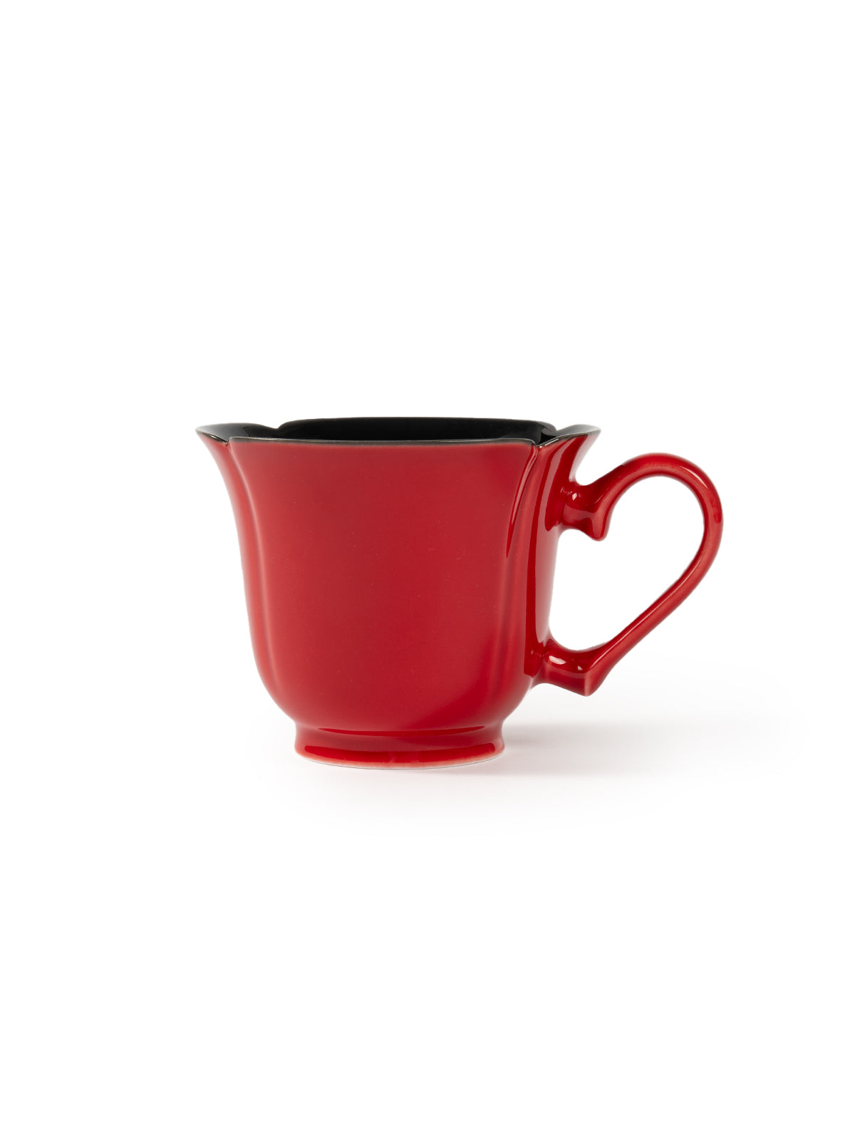 CRAFILAB | Vermilion Red & Moon Gazing Teacup With Heart & Shaped Side Handle