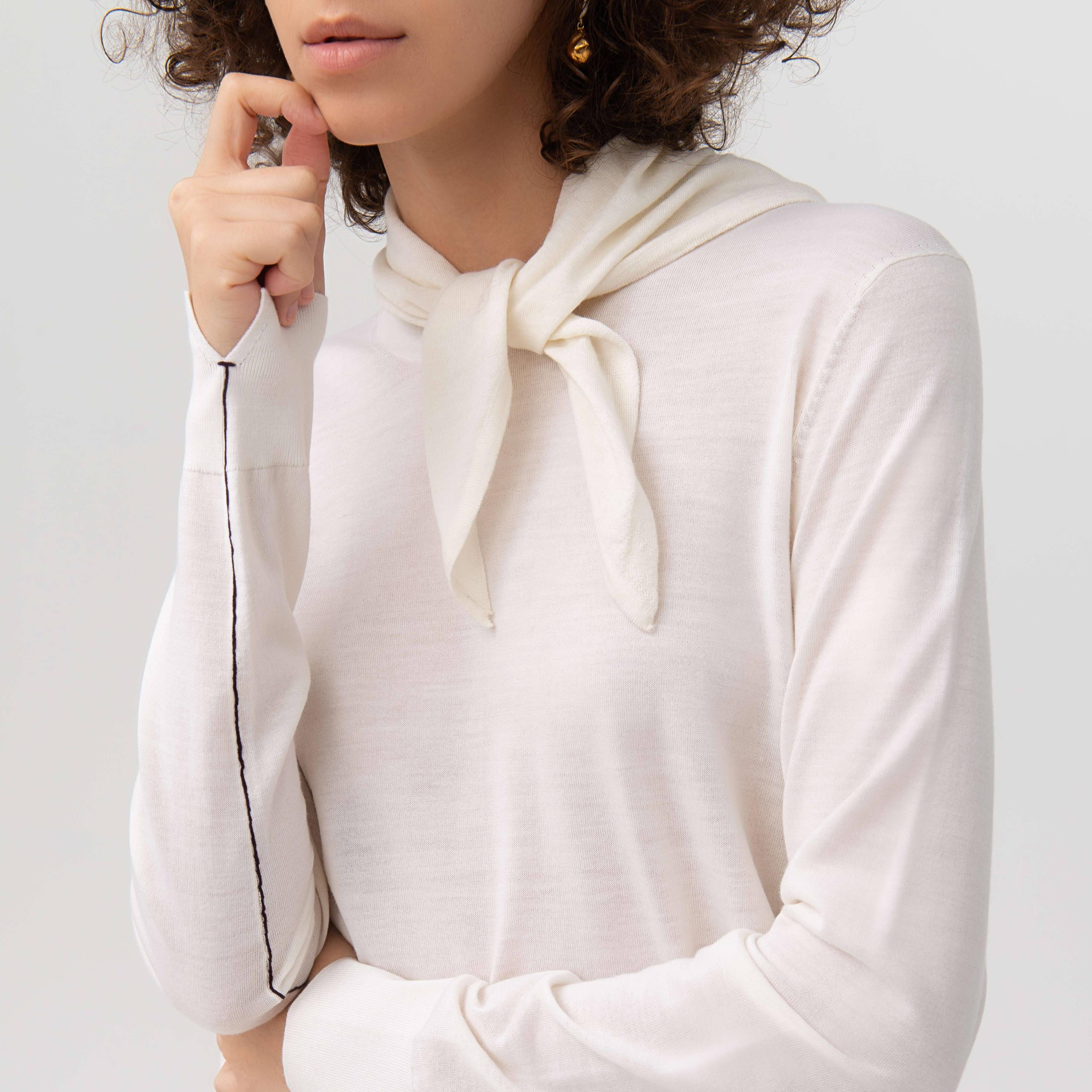 LAYERPLAN | Crew-Neck Wool Top With Scarf