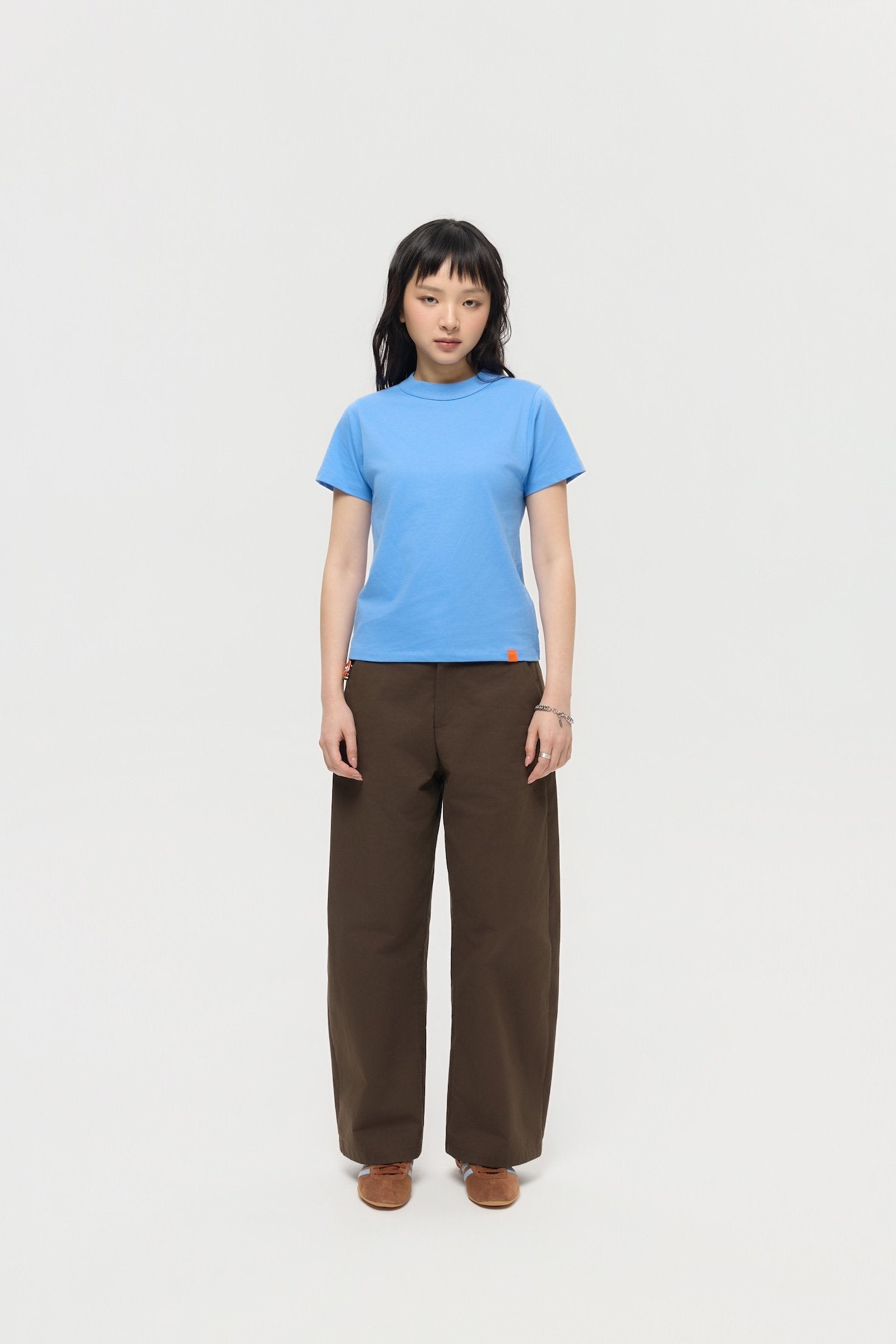 3EIGHTH | Mock Neck Tee in Azure Blue