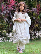 NIMBU | Zoya Girls White & Gold Kurta Salwar in Cotton