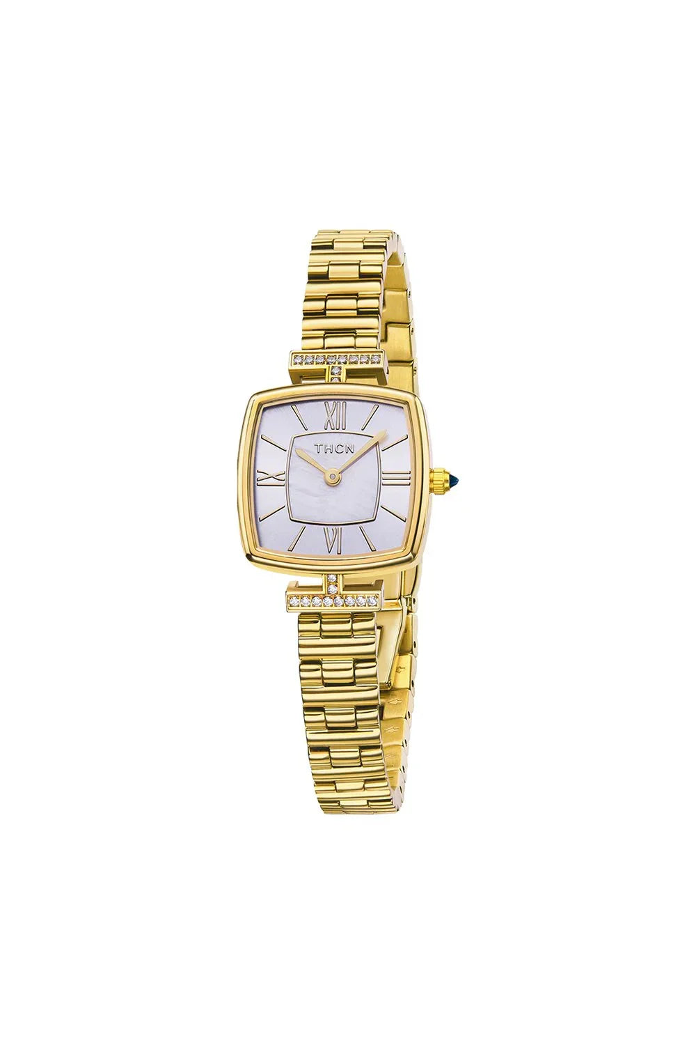 BLACK BY BLUE BRAVE | THCN T· II White Mother-of-Pearl Dial Gold Bracelet Watch