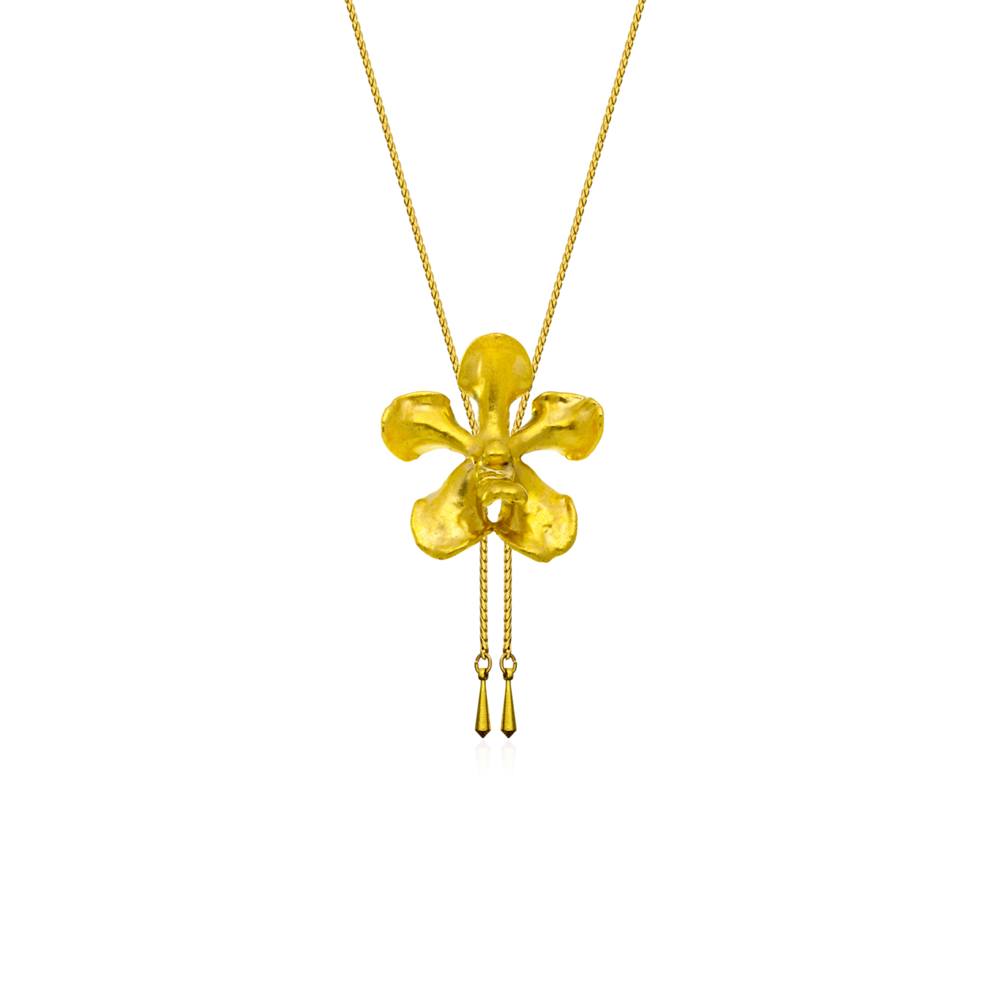 RISIS | Kagawara Firebird Orchid Long Slider Necklace in Gold