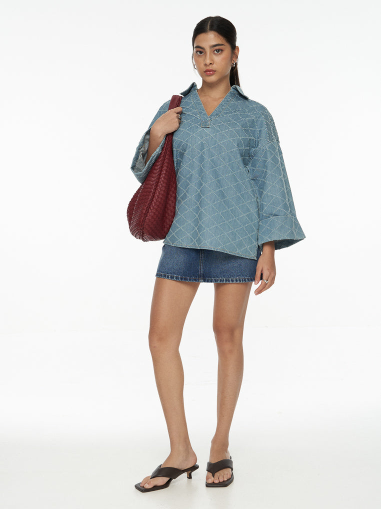DRESSINGPAULA | Oversized Denim Blouse