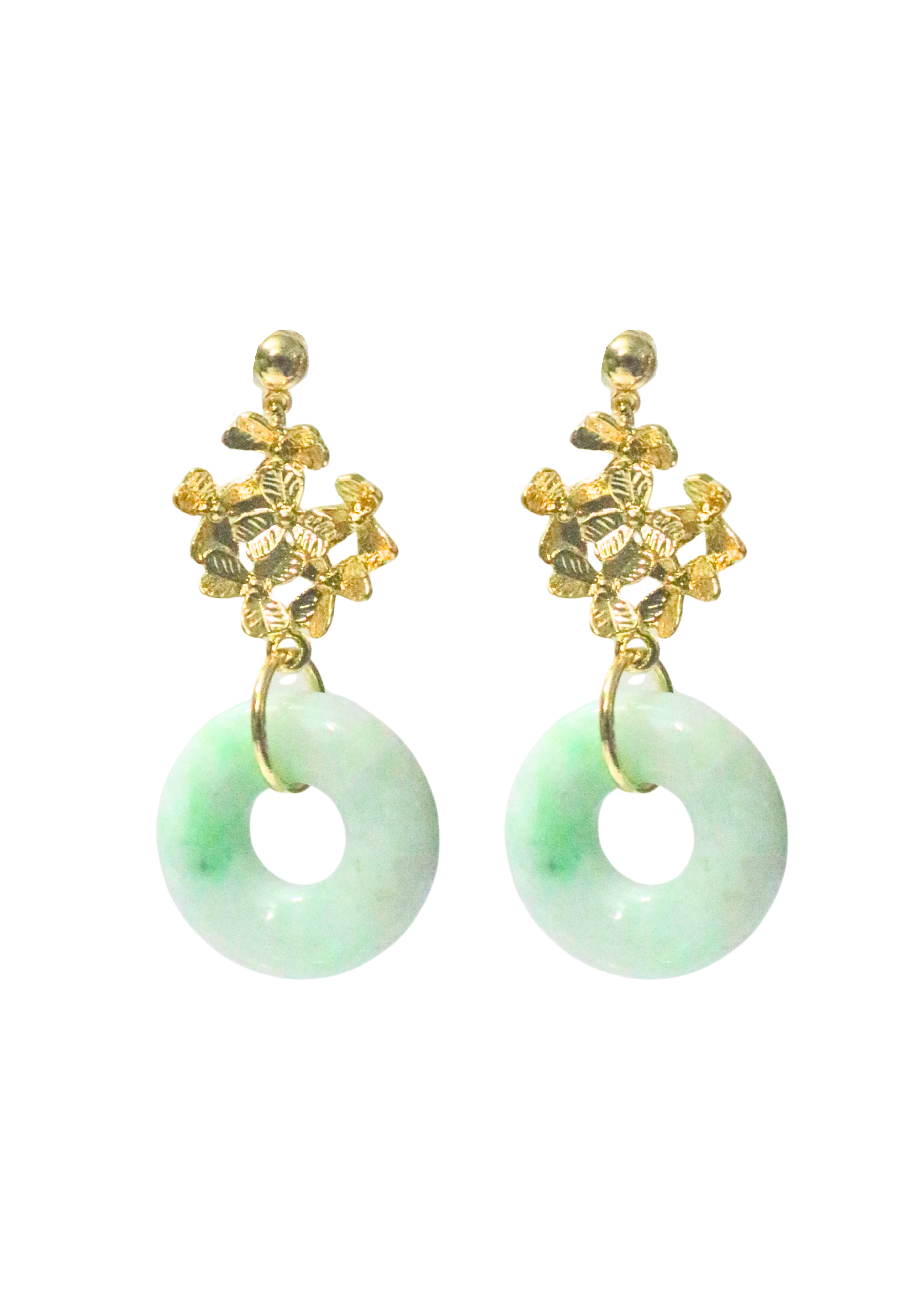THE ANTECEDENT STORE | E - Burmese Jade Donut S1 - Flower Bouquet Earrings (Light Green)
