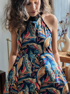 NIMBU | Eden Skyfall Women's Short Halter in Midnight Blue in Muslin Cotton