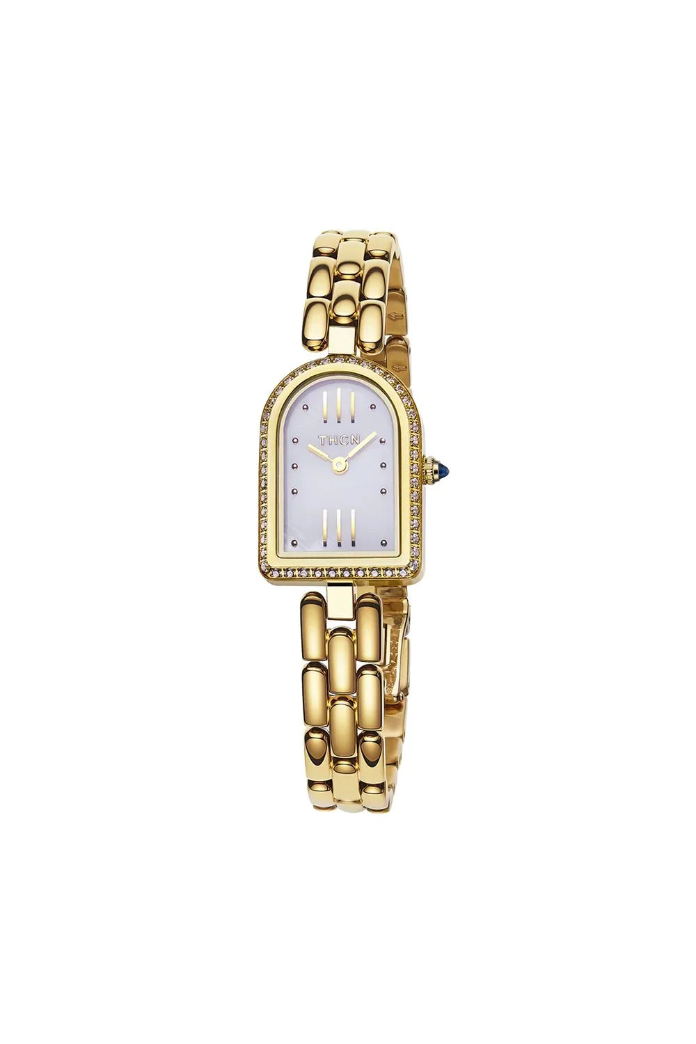 BLACK BY BLUE BRAVE | THCN N· II White Mother-of-Pearl Gold Bracelet Watch