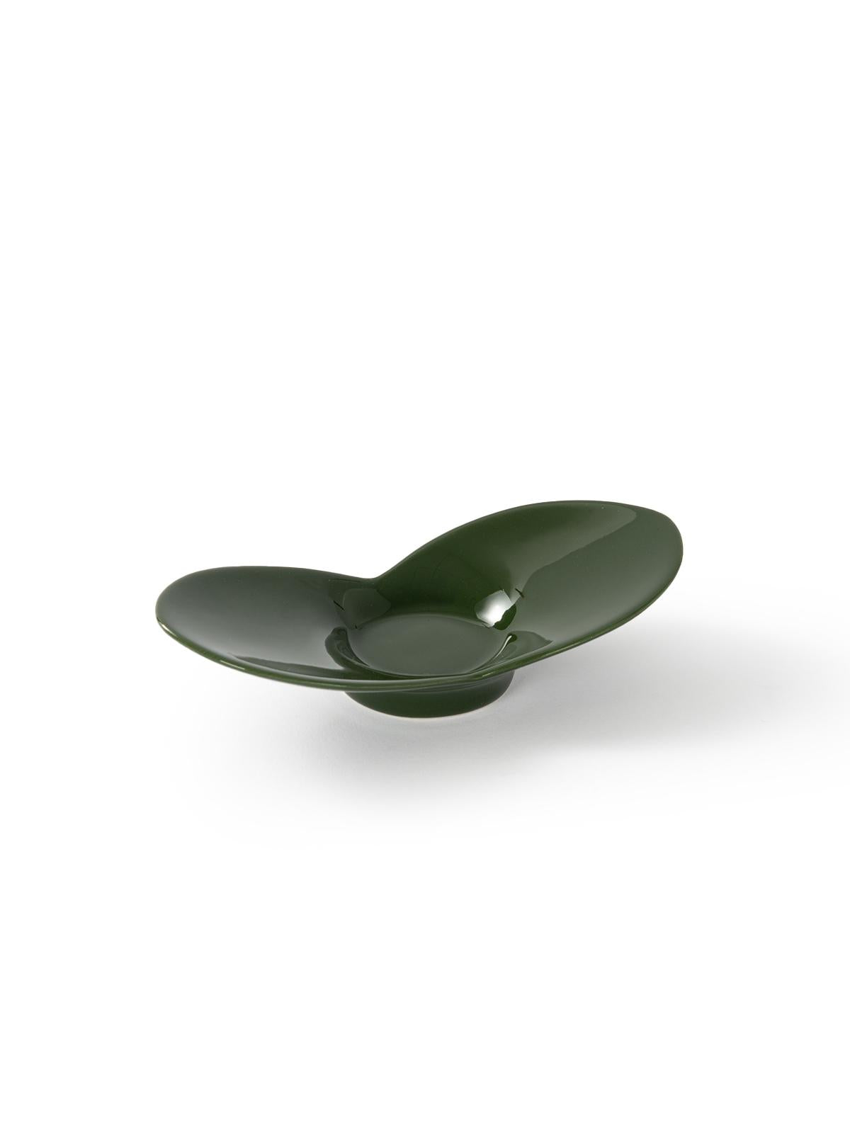 CRAFILAB | White Jade Clay Porcelain - Dark Green - Two-Petal Coaster