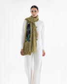QUEENMARK | AN Assorted Lace Print Crystal Shawl Olive Olive Blue Flower