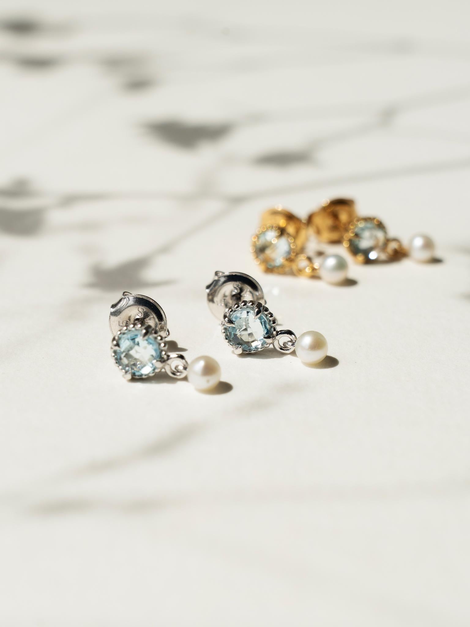 EMBRACE JEWELLERY | Pearl Whisper Drops With Blue Topaz