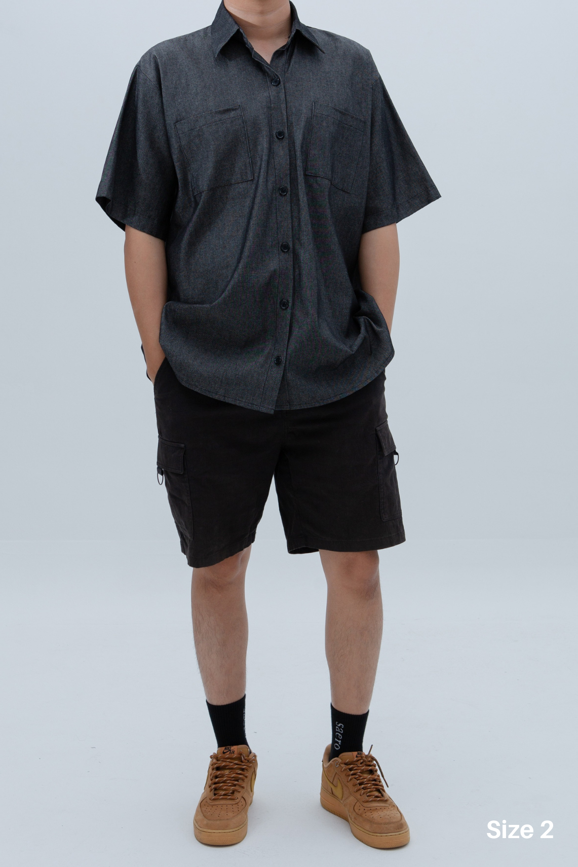SAERO COLLECTIVE | Denim Short Sleeve Shirt | Black