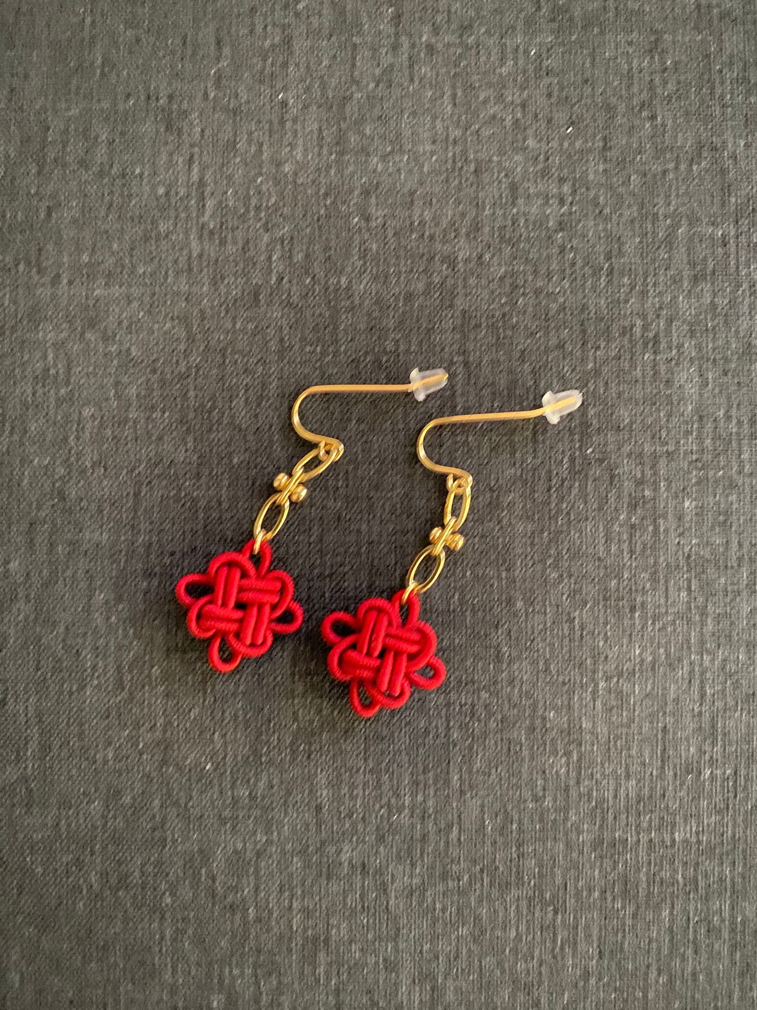 THE ANTECEDENT STORE | Minimalist Auspicious Knots - Bright Red Earrings