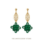 THE ANTECEDENT STORE | Auspicious Knot Motif Earrings in Green