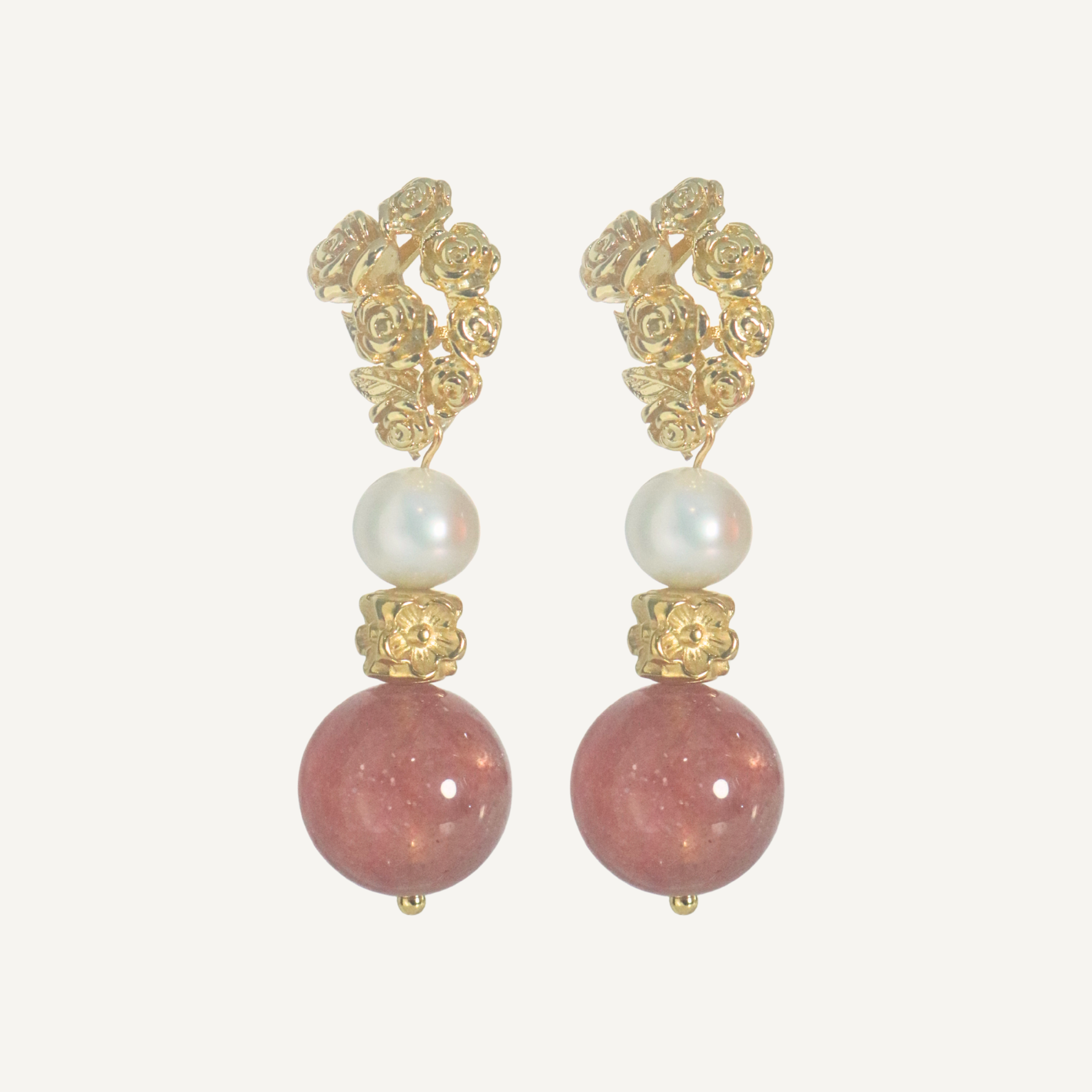 THE ANTECEDANT STORE | E - Love & Grace Berry Quartz Bouquet Earrings