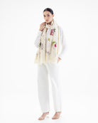 QUEENMARK | AN Assorted Lace Print Crystal Shawl Ivory Flower