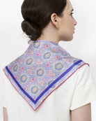 STUDIO QILING | Lion Mandala Rose Blue Double Side Silk Scarf 65