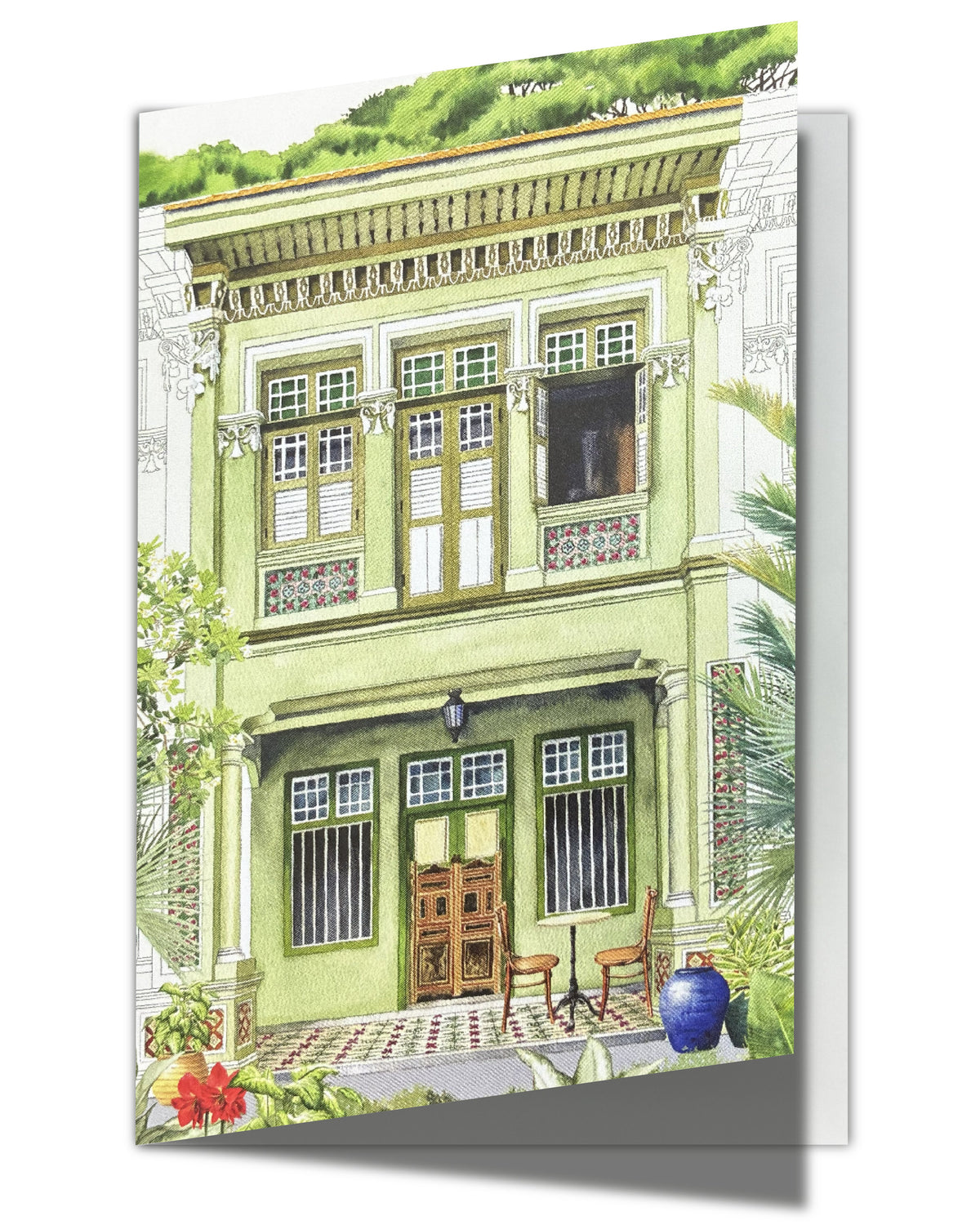 SINGLAPA | Green Shophouse Greeting Card