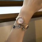 BLACK BY BLUE BRAVE | Cupid 28mm White Mother Of Pearl Dial Heart Shaped Hands Rose Gold Bracelet Watch
