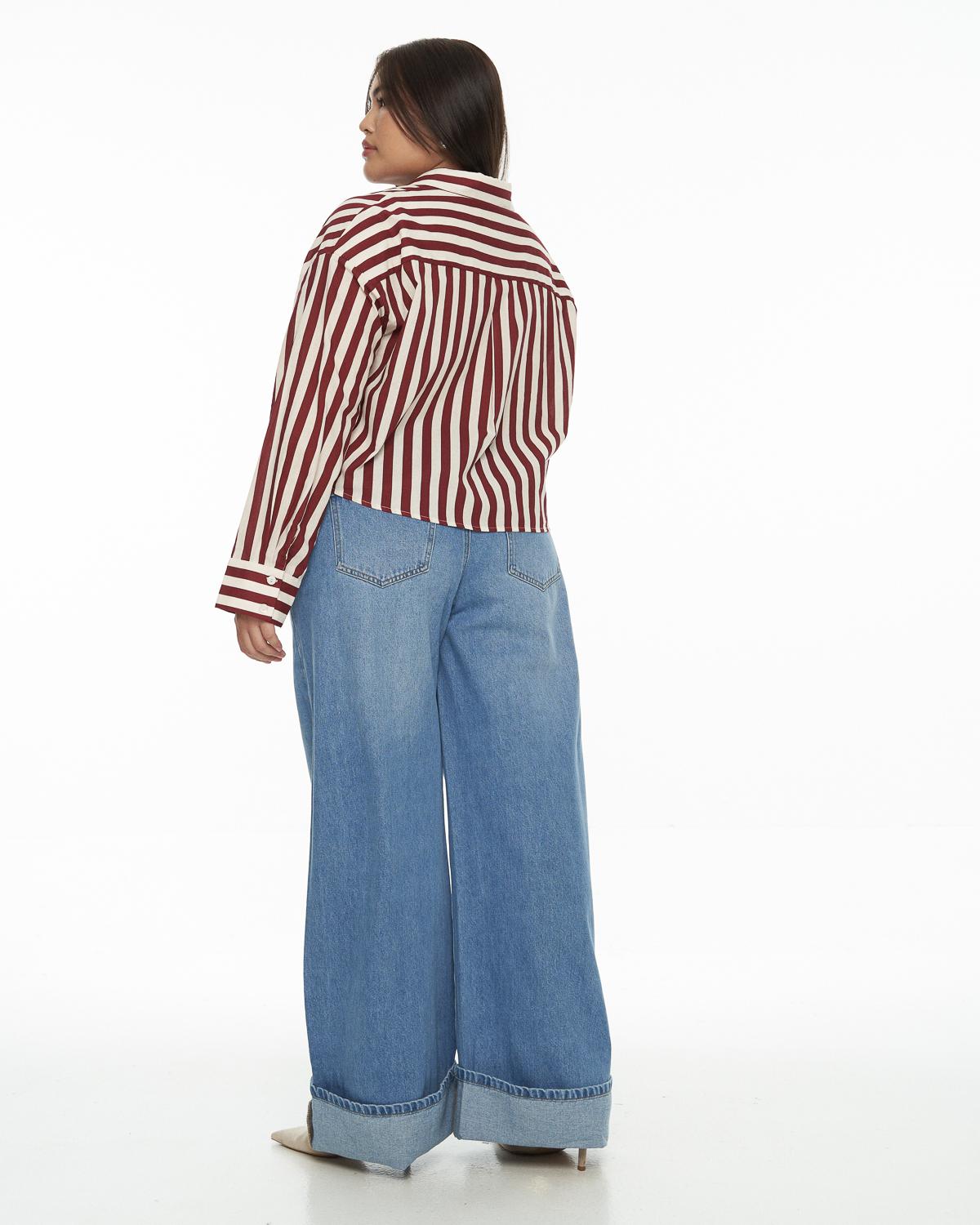 DRESSINGPAULA | Cotton Striped Crop Shirt