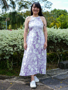 NIMBU | Eden Lavender Purple Women's Long Halter Dress in Muslin Cotton