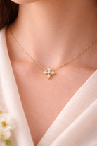 FOUNDATION JEWELLERS | 750 Y/G Peranakan Natural Diamond Pendant On Chain "Flower" 2.30gm D5-0.14ct