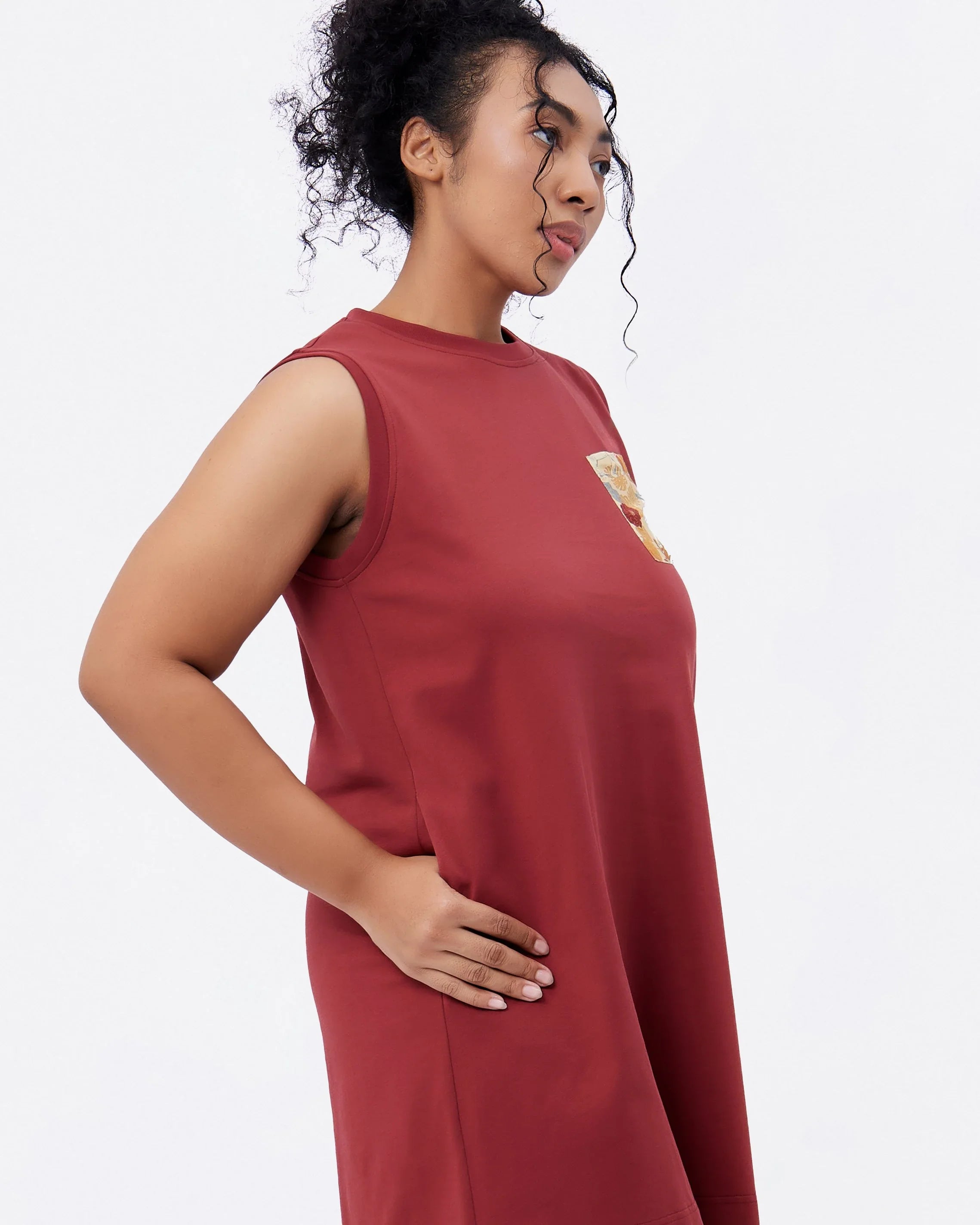 STUDIO QILING | Russet Cotton Jersey Tank Dress