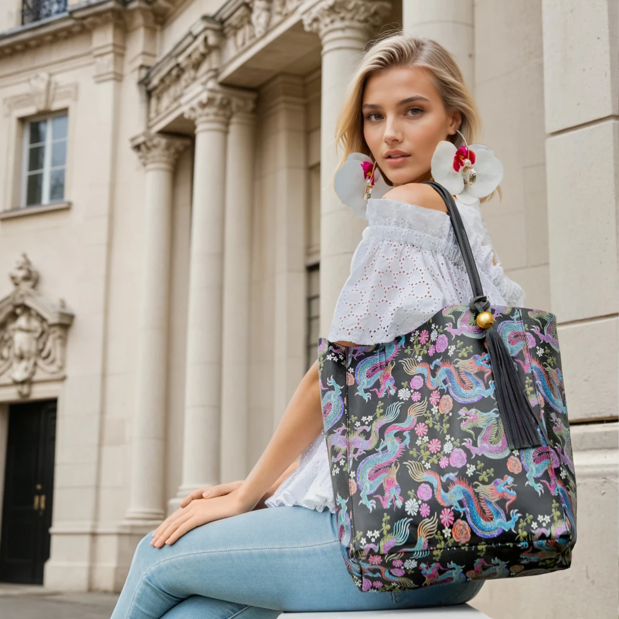 DESTI SAINT | Nzuri Annie Shopper | Dragon Print Leather