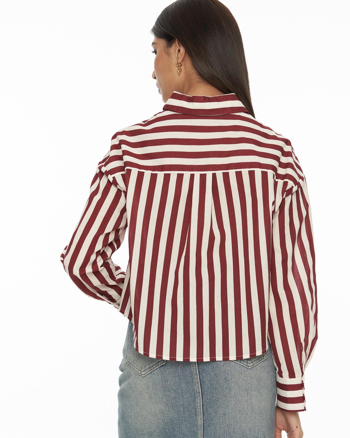 DRESSINGPAULA | Cotton Striped Crop Shirt