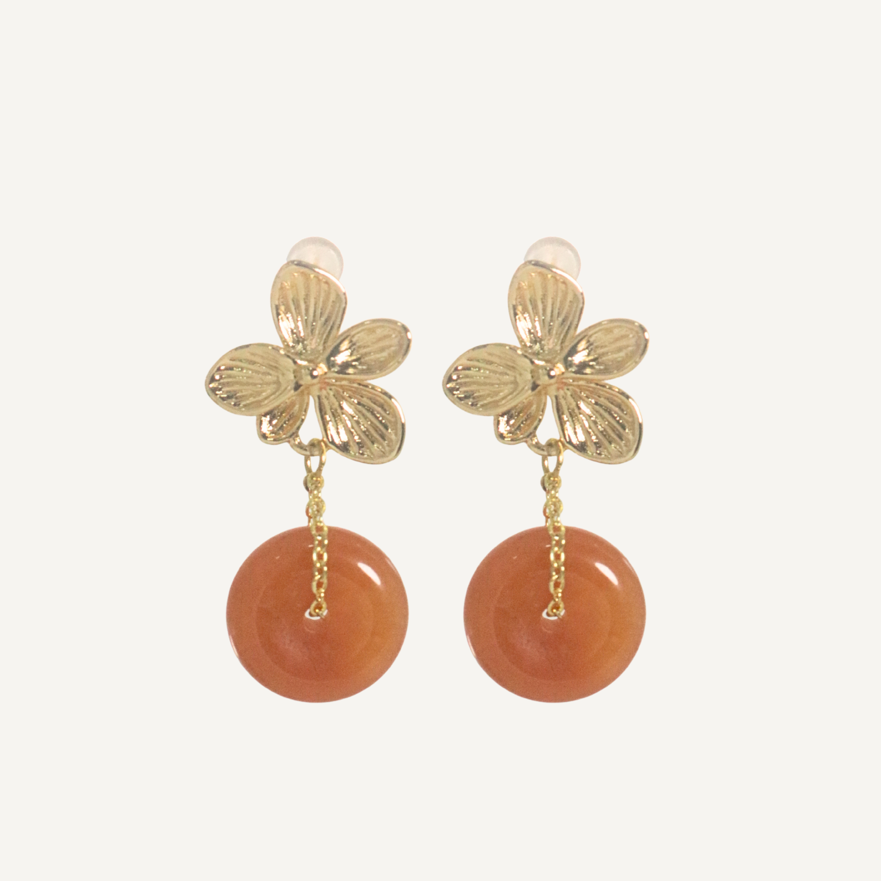 THE ANTECEDANT STORE | E - Good Fortune Red Agate Donut Orchid Earrings