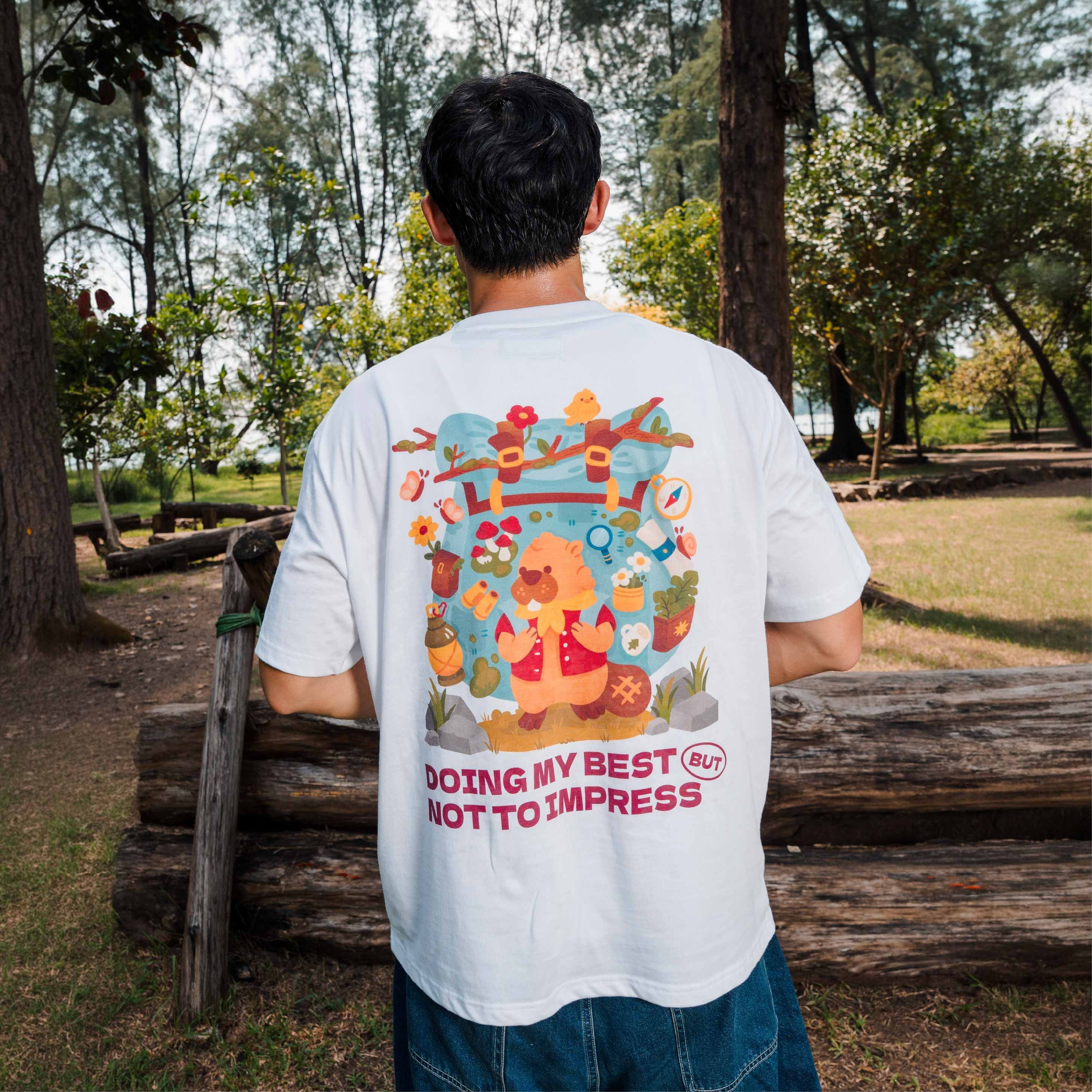 TALKING TOES | Eager Beaver Oversized Tee | White