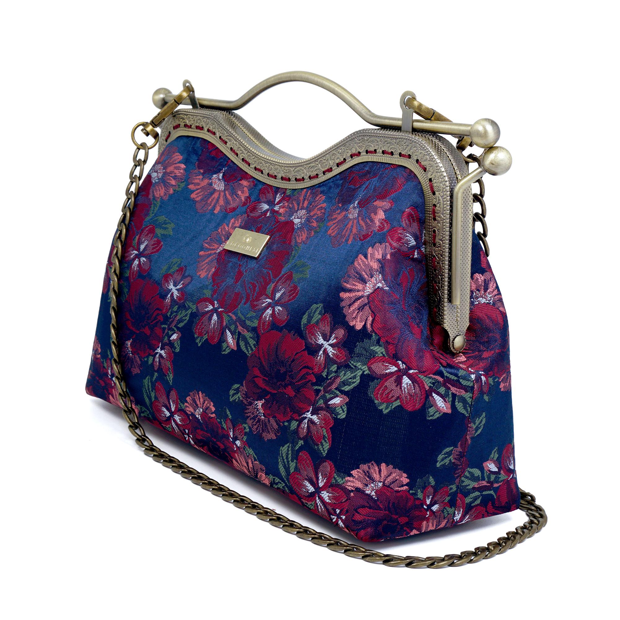 COCOONESE | Dual Lock Metal Handle Bag - Night Carnation